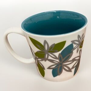 Starbucks 2010 Teal Interior Floral Coffee Mug 12 Oz Collectible Cup Tea